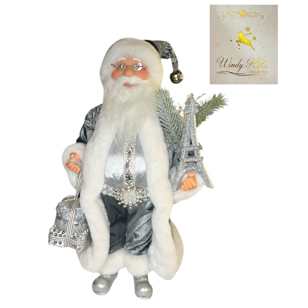 Windy Hill Collection France French Parisian Eiffel Tower 16" silver Santa Claus